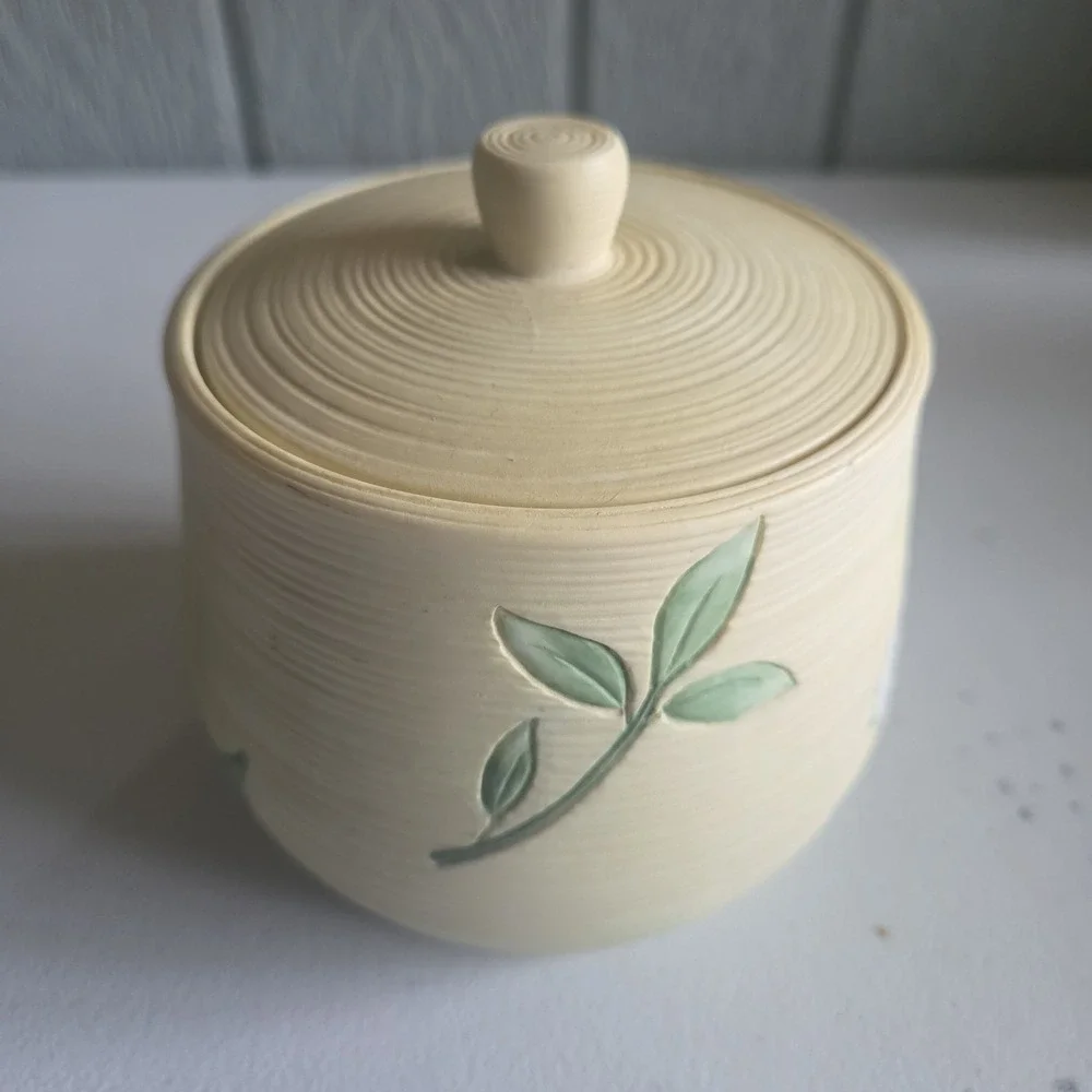 Shabby Chic Floral Embossed Bathroom Canister Lid Cotton Jar Floral Handpainted